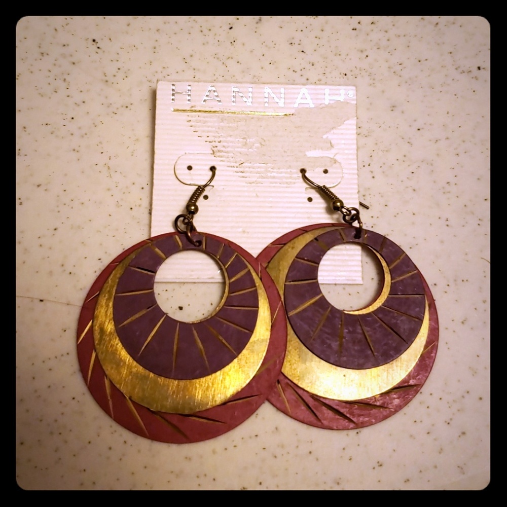 Hannah Gold Purple and Pink Dangle Earrings